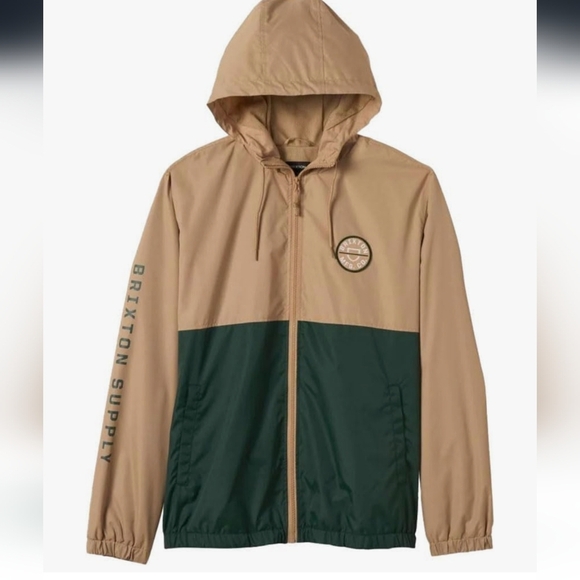 Brixton Men's Claxton Crest Full Zip,Water Resistant,Hooded,Windbreaker Jacket L - Picture 2 of 14